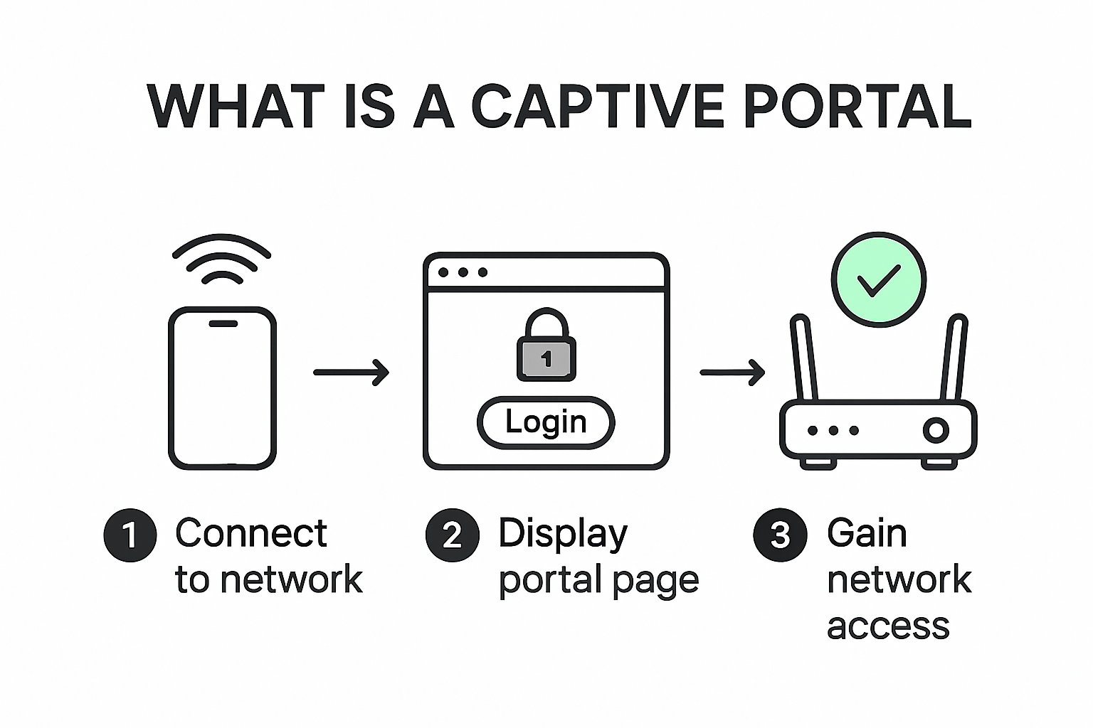 Infographic of captive portal behavior and login sequencing